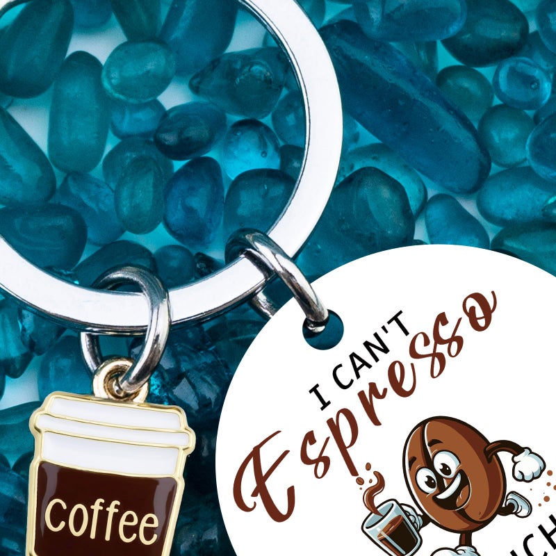 Funny Coffee Themed Gifts Coffee Gifts for Women Coffees Lover Gift Ideas for Women Men Coffees Keychain Accessories Funny Coworker Gift-I Can't Espresso How Much You Mean to Me - Image 5