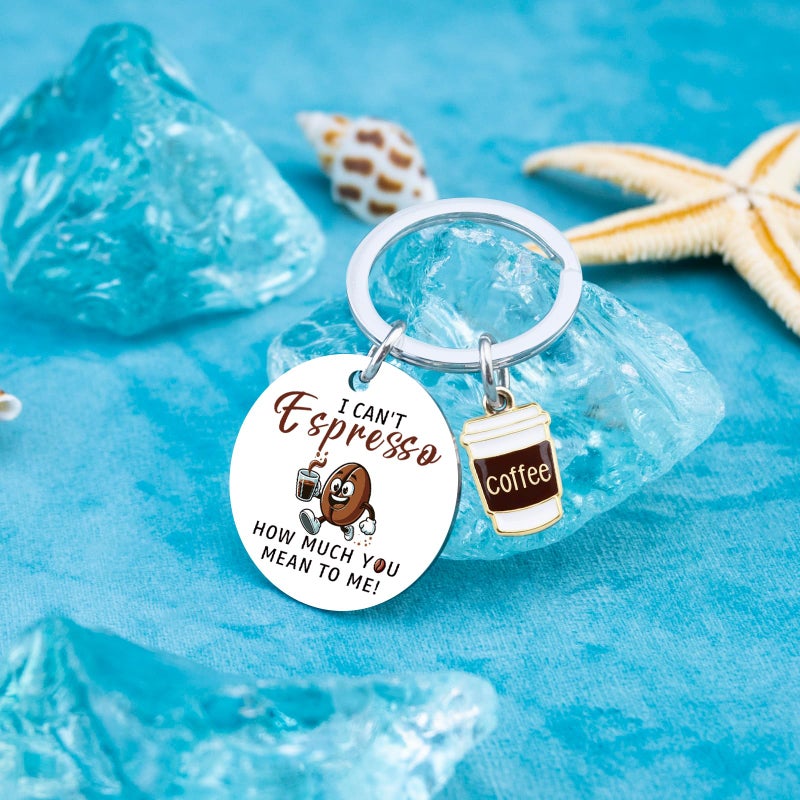 Funny Coffee Themed Gifts Coffee Gifts for Women Coffees Lover Gift Ideas for Women Men Coffees Keychain Accessories Funny Coworker Gift-I Can't Espresso How Much You Mean to Me - Image 2