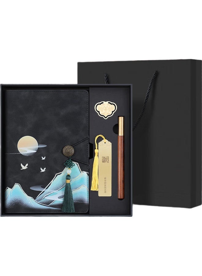 Jiaranheng Jiaran Heng Chinese-Style Notebook Gift Box Set, Gift For Men And Women Teachers, National Trend High-Quality A5 Journal, Annual Meeting Souvenir, Customizable, Black - Image 1