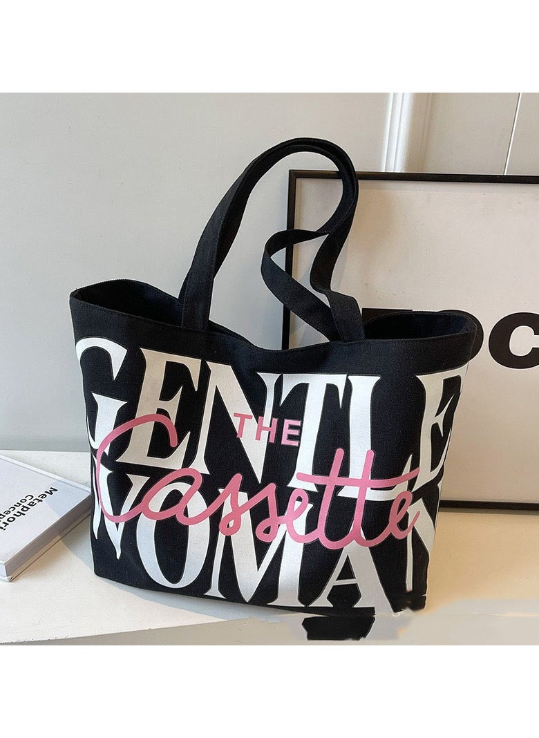 Gentle Woman large letter painted canvas bag versatile and fashionable shoulder bag - pzsku/Z3DB8B7DBEA122DE91BD8Z/45/1741766576/11edb574-ef29-4dda-8fdd-a558cb71472c