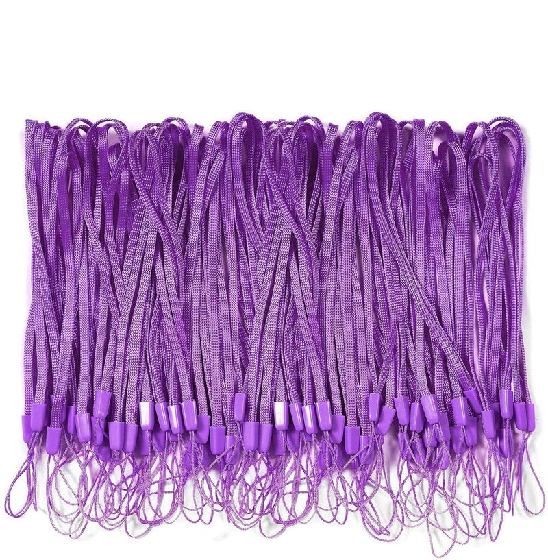FINENIC Nylon Lanyard Badge Holder, 7 Inch Nylon Hand Wrist Strap Lanyard for USB Flash Drives, Keys, Keychains, ID Name Tag Badge Holders and Other Portable Items, One Size Fits All, 50PCS, Purple - Image 1
