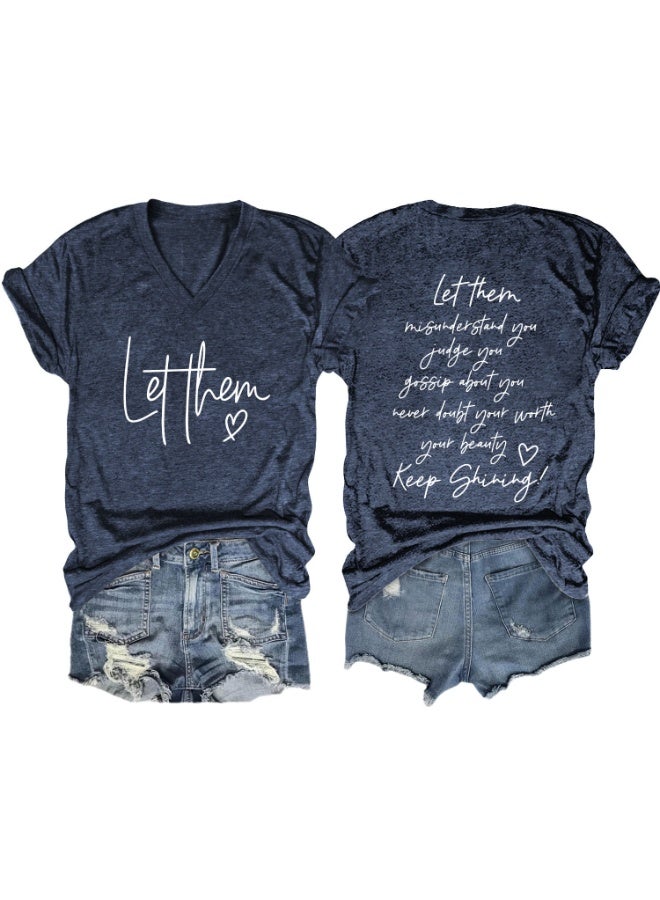 Women Motivational Saying Graphic Tshirt Casual Loose Tops - Image 1