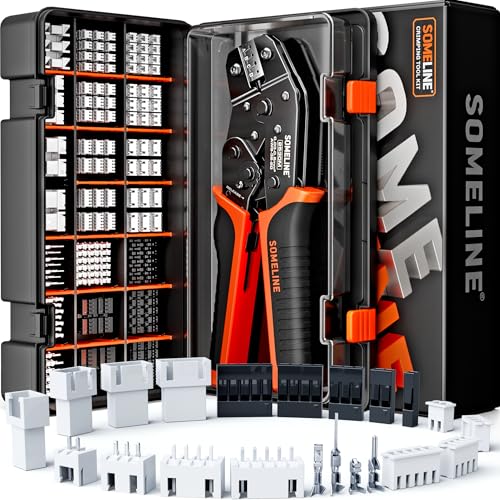 SOMELINE Crimp Tool Connector Kit, JST-XH 2.5mm/Du Pont 2.54mm Connector Set, 21 Types of Connectors, 30-20 AWG Ratcheting Crimper for JST Series,KF2510,Molex,AMP EI Series - Image 1