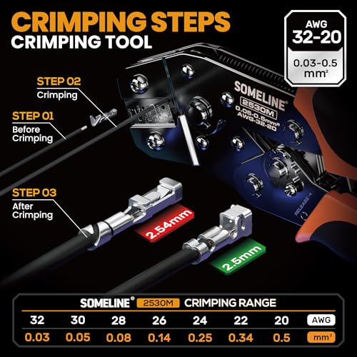 SOMELINE Crimp Tool Connector Kit, JST-XH 2.5mm/Du Pont 2.54mm Connector Set, 21 Types of Connectors, 30-20 AWG Ratcheting Crimper for JST Series,KF2510,Molex,AMP EI Series - Image 2