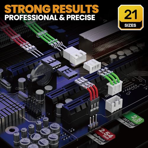 SOMELINE Crimp Tool Connector Kit, JST-XH 2.5mm/Du Pont 2.54mm Connector Set, 21 Types of Connectors, 30-20 AWG Ratcheting Crimper for JST Series,KF2510,Molex,AMP EI Series - Image 3