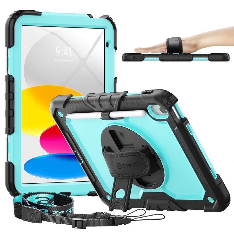 timecity for iPad A16 11th 10th Generation Case 11 109 Inch 20252022 Heavy Duty Protective Cover with Screen Protector Stand Shoulder Strap Pencil Holder KidsFriendly Light Blue