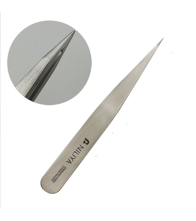 ملقط احترافي من الفولاذ المقاوم للصدأ برأس مدبب لإزالة شعر الوجه والحواجب - Image 1