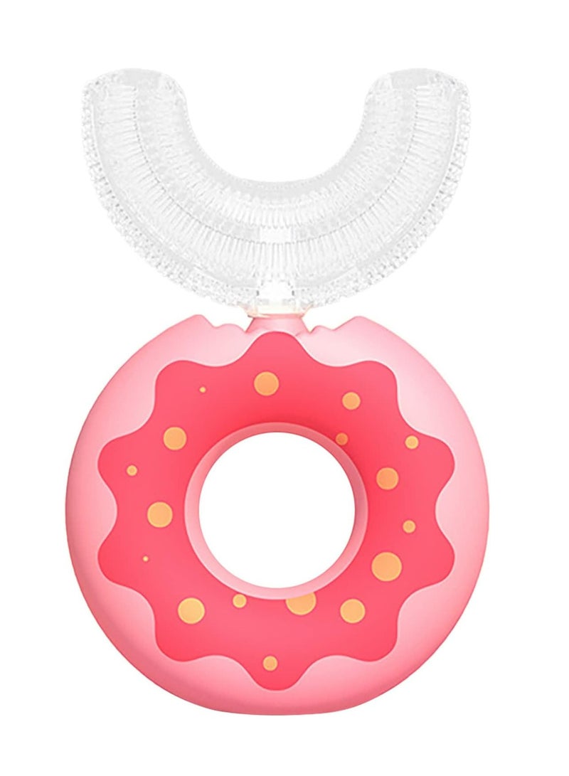 أوزيغالور فرشاة أسنان يدوية للأطفال على شكل حرف U، فرشاة أسنان يدوية على شكل حرف U، فرشاة أسنان لطيفة لتنظيف الدونات، مصممة خصيصًا للأطفال من سن 6-12 عامًا. - Image 1