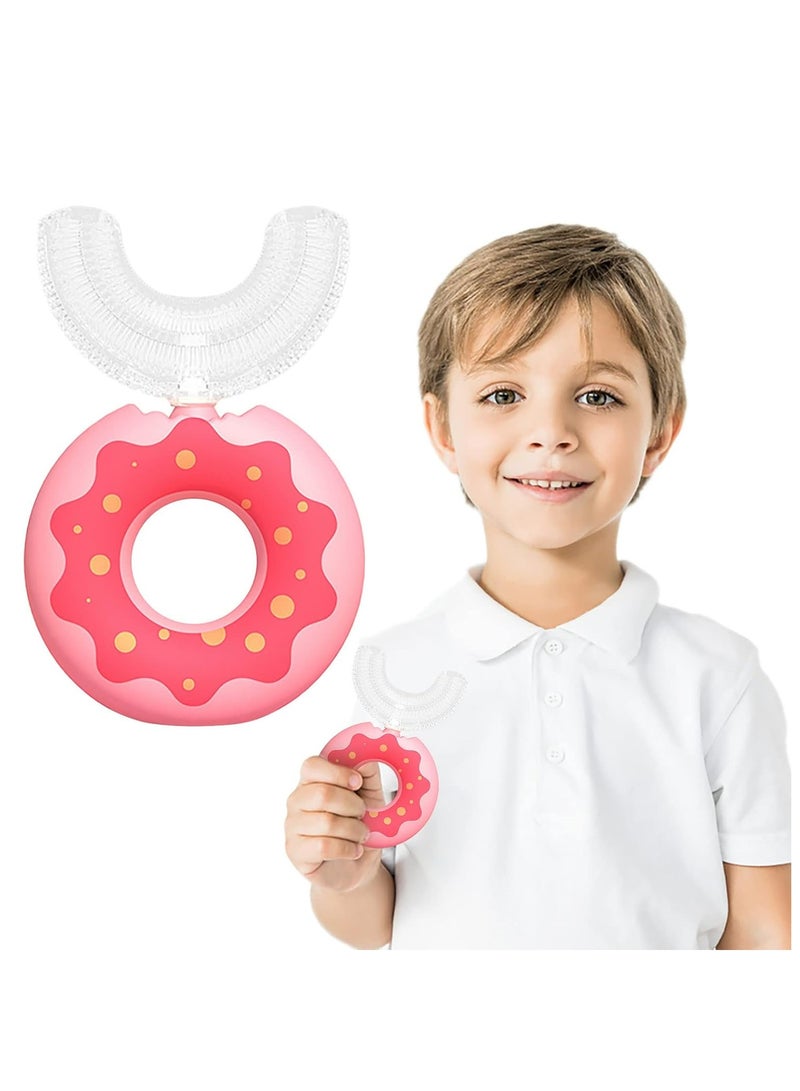 أوزيغالور فرشاة أسنان يدوية للأطفال على شكل حرف U، فرشاة أسنان يدوية على شكل حرف U، فرشاة أسنان لطيفة لتنظيف الدونات، مصممة خصيصًا للأطفال من سن 6-12 عامًا. - Image 2