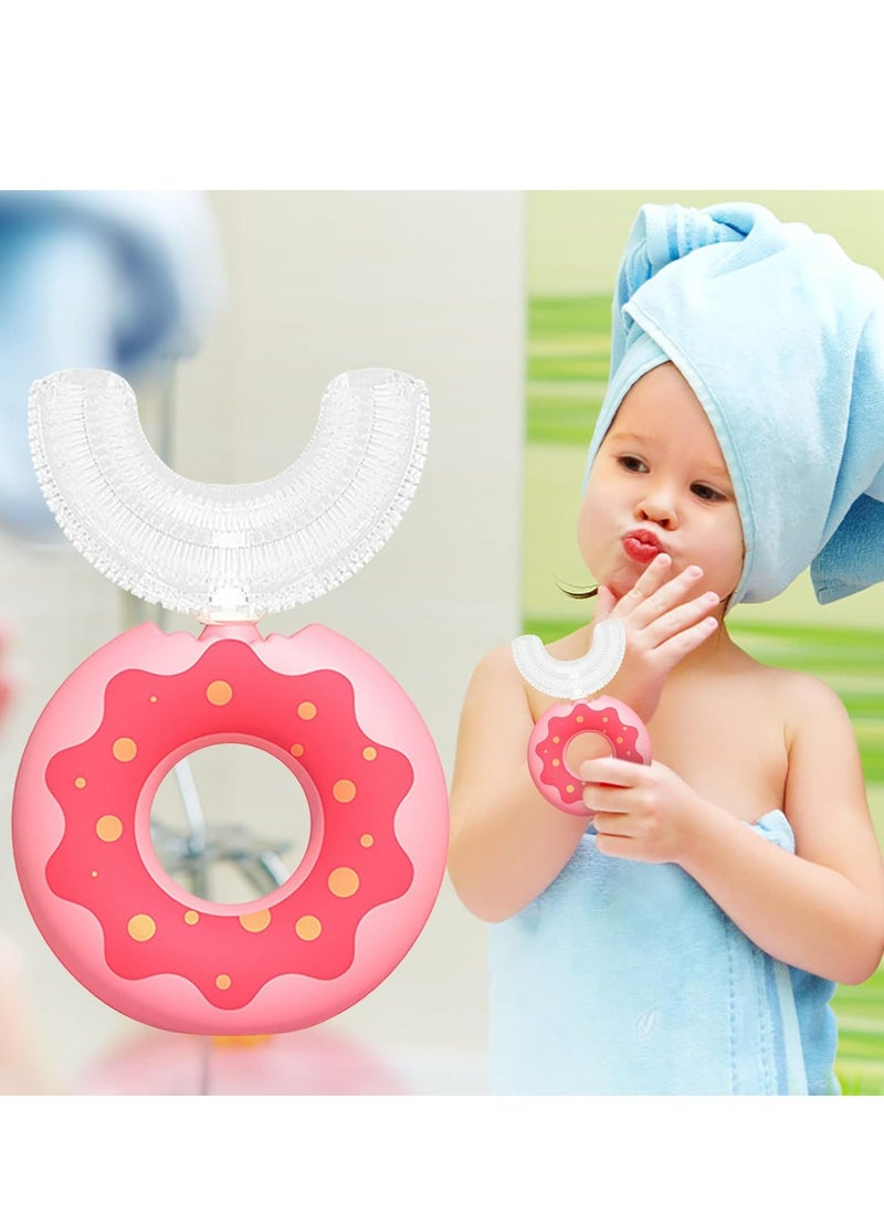 أوزيغالور فرشاة أسنان يدوية للأطفال على شكل حرف U، فرشاة أسنان يدوية على شكل حرف U، فرشاة أسنان لطيفة لتنظيف الدونات، مصممة خصيصًا للأطفال من سن 6-12 عامًا. - Image 4