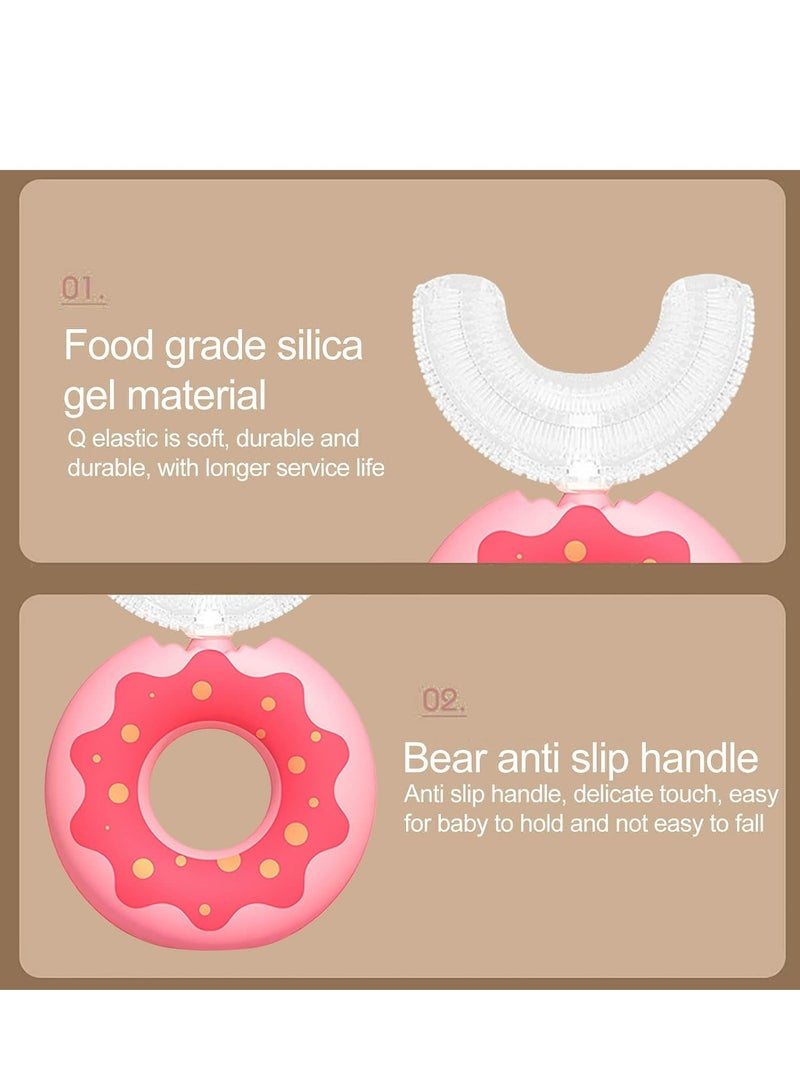 أوزيغالور فرشاة أسنان يدوية للأطفال على شكل حرف U، فرشاة أسنان يدوية على شكل حرف U، فرشاة أسنان لطيفة لتنظيف الدونات، مصممة خصيصًا للأطفال من سن 6-12 عامًا. - Image 5