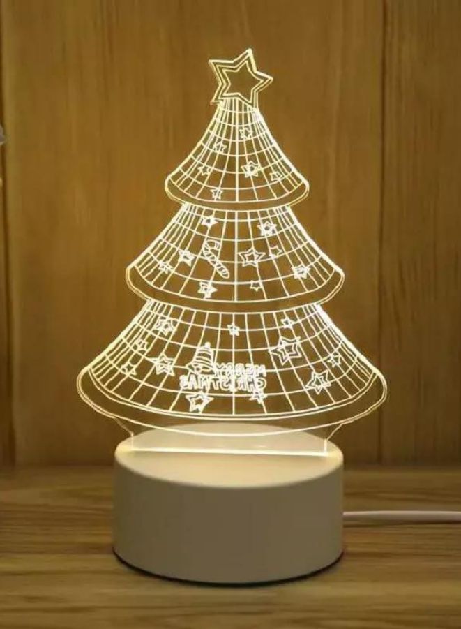 Fatio Christmas Tree 3D LED Acrylic Night Light | USB & Battery Powered Christmas Table Lamp | 20 x 20 x 11 cm - Image 1