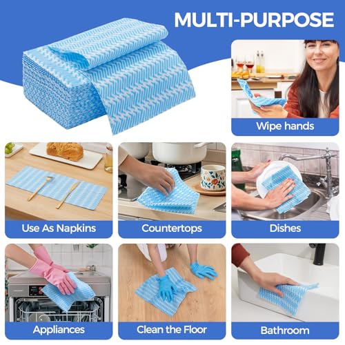 Peachicha Reusable Cleaning Towels, Multi-Purpose Handy Towel, Blue Handi Wipe Reusable Cloths, Disposabel Dry Kitchen Wipes, Dish Cloths, Durable, Absoebent,Dry Quickly, 50 Count - Image 4