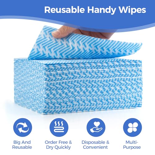 Peachicha Reusable Cleaning Towels, Multi-Purpose Handy Towel, Blue Handi Wipe Reusable Cloths, Disposabel Dry Kitchen Wipes, Dish Cloths, Durable, Absoebent,Dry Quickly, 50 Count - Image 2