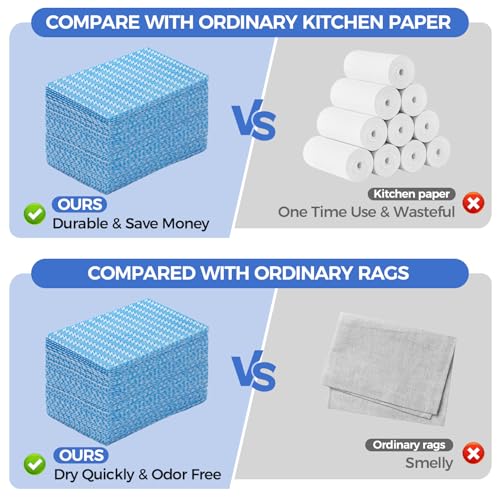 Peachicha Reusable Cleaning Towels, Multi-Purpose Handy Towel, Blue Handi Wipe Reusable Cloths, Disposabel Dry Kitchen Wipes, Dish Cloths, Durable, Absoebent,Dry Quickly, 50 Count - Image 5