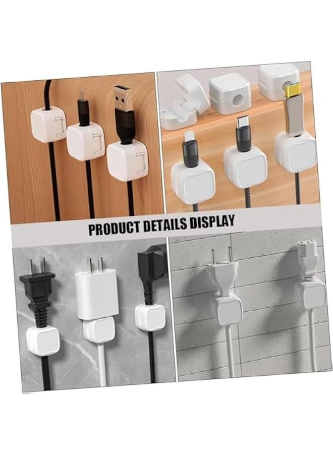 HOOKOR 6 Pack Magnetic Cable Clips, Wire Holder Keeper Organizer, Organize Phone USB Charger Cable for Home, Office, Car, Desk, Nightstand, White (71-03)  - Image 2