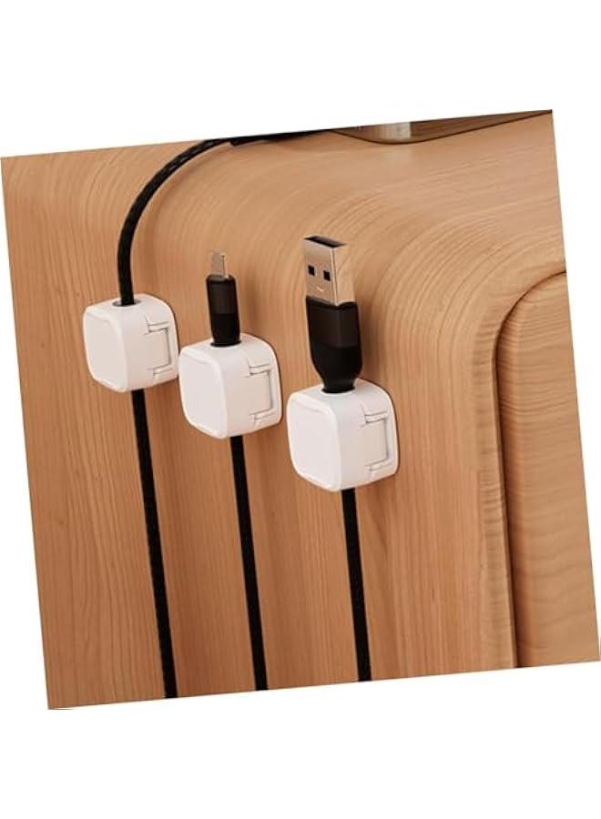 HOOKOR 6 Pack Magnetic Cable Clips, Wire Holder Keeper Organizer, Organize Phone USB Charger Cable for Home, Office, Car, Desk, Nightstand, White (71-03)  - Image 3