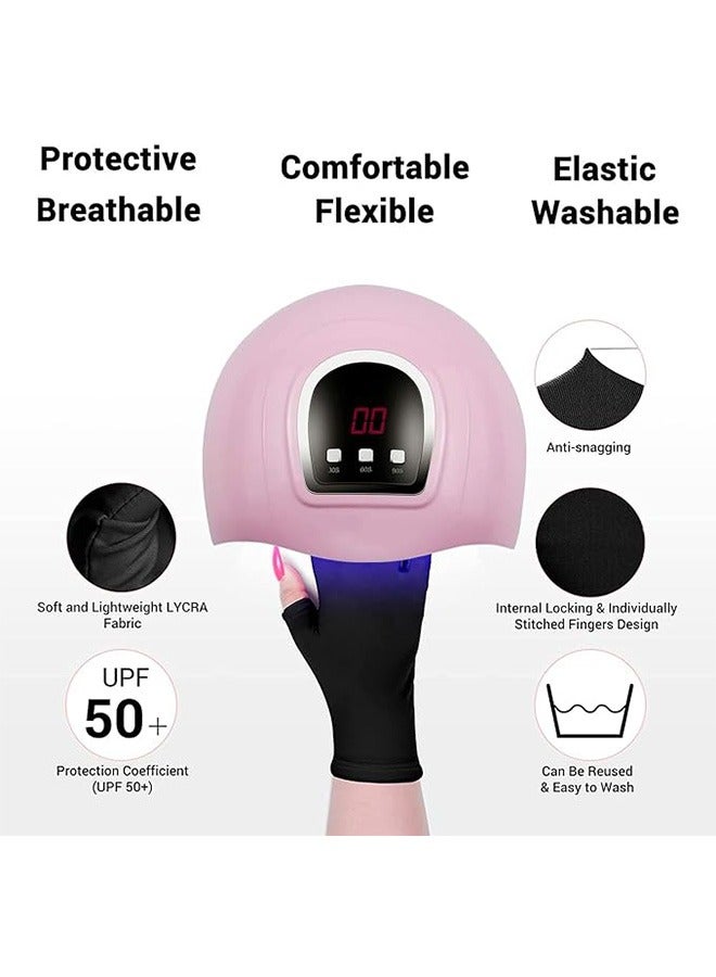 جارلو قفازات مضادة للأشعة فوق البنفسجية لمصباح الأظافر الهلامي، وقفازات حماية احترافية للتقليم، وقفازات واقية من الأشعة فوق البنفسجية، وقفاز للعناية بالبشرة بدون أصابع، للاستخدام المنزلي في الهواء الطلق. - Image 3