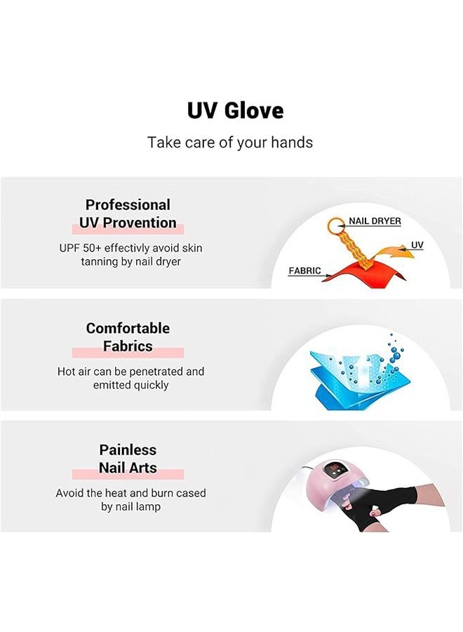 جارلو قفازات مضادة للأشعة فوق البنفسجية لمصباح الأظافر الهلامي، وقفازات حماية احترافية للتقليم، وقفازات واقية من الأشعة فوق البنفسجية، وقفاز للعناية بالبشرة بدون أصابع، للاستخدام المنزلي في الهواء الطلق. - Image 4
