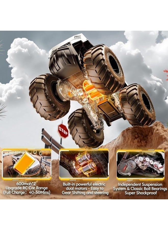 فيشينجدا شاحنة مونستر تعمل بالتحكم عن بعد مع قاعدة شحن، سيارة RC برمائية 4WD بمقياس 1:18 – تدور 360 درجة وتقف بنقرة واحدة، لعبة مقاومة للماء تعمل على الطرق الوعرة بتردد 2.4 جيجاهرتز للأطفال الصبيان هدية عيد ميلاد للأعمار 6+ - Image 4