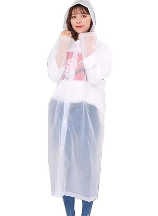معطف مطر قابل لاعادة الاستخدام للبالغين من مادة ايفا مقاوم للماء بتصميم محمول وقابل للتعبئة للسفر والتخييم والانشطة الخارجية، جاكيت مطر سميك طويل للرجال والنساء - Image 5