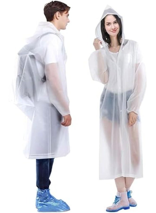 معطف مطر قابل لاعادة الاستخدام للبالغين من مادة ايفا مقاوم للماء بتصميم محمول وقابل للتعبئة للسفر والتخييم والانشطة الخارجية، جاكيت مطر سميك طويل للرجال والنساء - Image 4