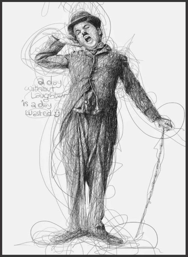 ملصق جداري من Art Kafe يحمل اقتباسًا لتشارلي شابلن مع إطار - "يوم بلا ضحك هو يوم ضائع" - لوحة جدارية ملهمة بالأبيض والأسود لغرفة النوم وغرفة المعيشة والمكتب، مقاس 13 × 19 بوصة