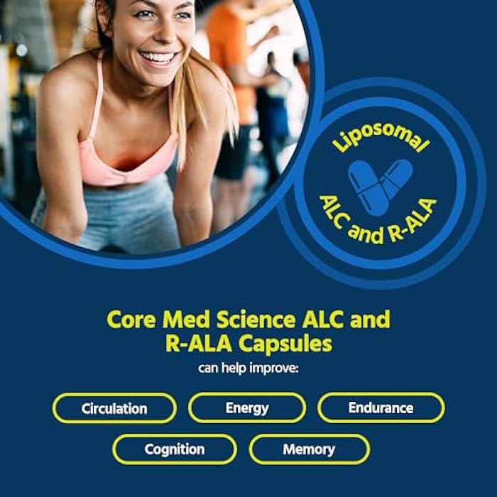 Core Med Science Liposomal ALC & R-ALA Supplement Capsules - Acetyl-L-Carnitine (900mg) & R-Alpha Lipoic Acid (75mg) - Promotes Energy & Focus - Supports Mental Function & Memory Cognition (60 Count) - Image 2