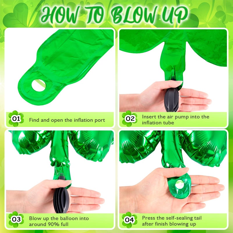 YOTHORN 12 Pcs St Patrick Day Balloons,18 Inch Shamrock Balloons,Clover Foil Balloon,Lucky Irish Balloon for Baby Shower Wedding Birthday St. Patricks Day Party Decorations - Image 5