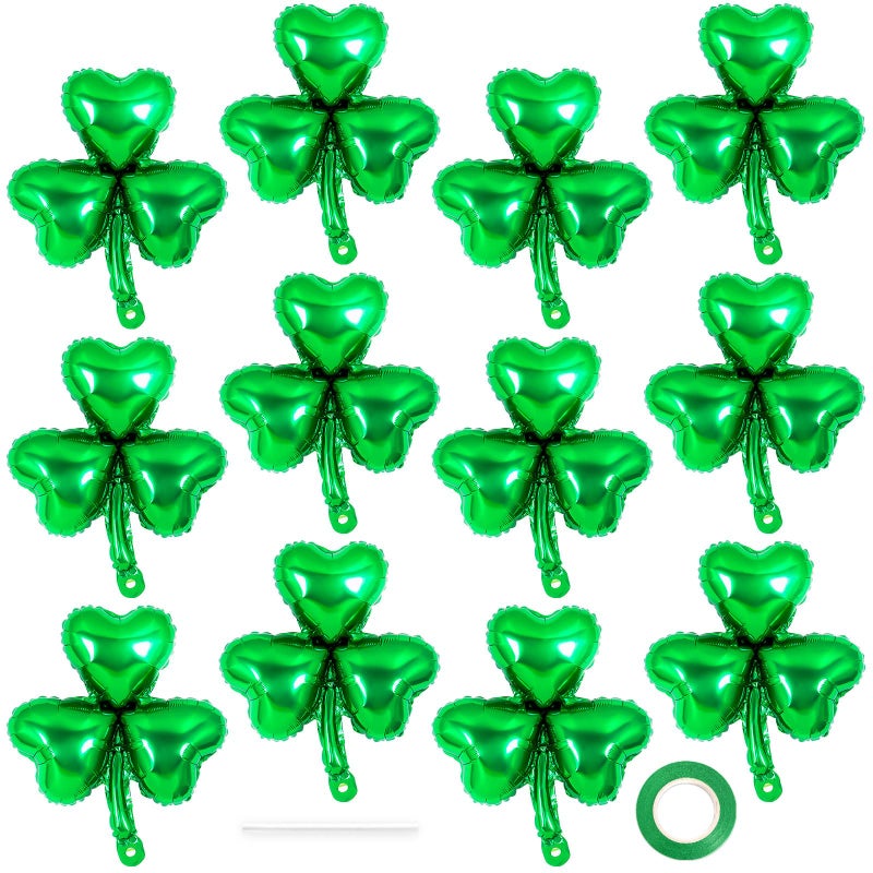 YOTHORN 12 Pcs St Patrick Day Balloons,18 Inch Shamrock Balloons,Clover Foil Balloon,Lucky Irish Balloon for Baby Shower Wedding Birthday St. Patricks Day Party Decorations - Image 1