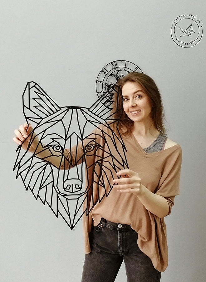 Geometric Wolf Head Wall Art - Image 2