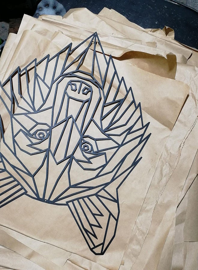 Geometric Wolf Head Wall Art - Image 4