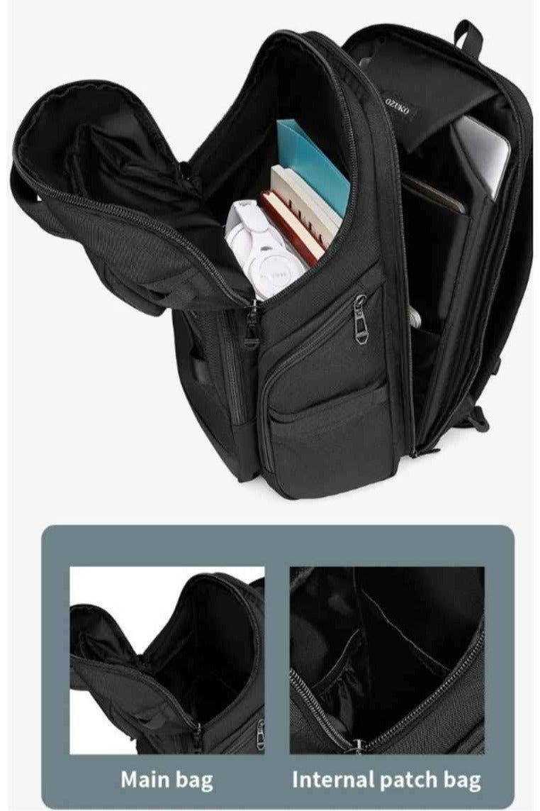 OZUKO 9799 Travel Laptop Backpack – USB Port, Water-Resistant, Grey - Image 2