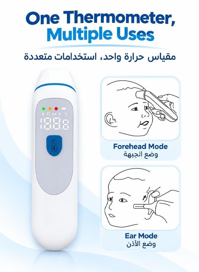 سوبر زي يوث مقياس حرارة إلكتروني بالأشعة تحت الحمراء طبي للأطفال، مقياس حرارة للجبهة والأذن - Image 4