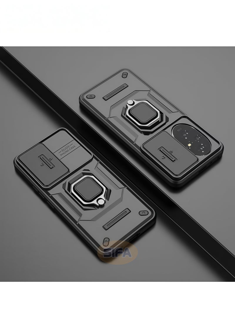 راجيد شيلد المجد 200 انزلاق غطاء الهاتف المحمول حالة سقوط المضادة للصدمات ، أسود خاتم المغناطيسي نافذة الهاتف المحمول حالة مص - Image 2