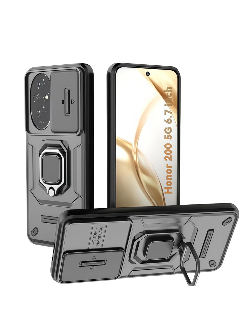 راجيد شيلد المجد 200 انزلاق غطاء الهاتف المحمول حالة سقوط المضادة للصدمات ، أسود خاتم المغناطيسي نافذة الهاتف المحمول حالة مص - Image 1