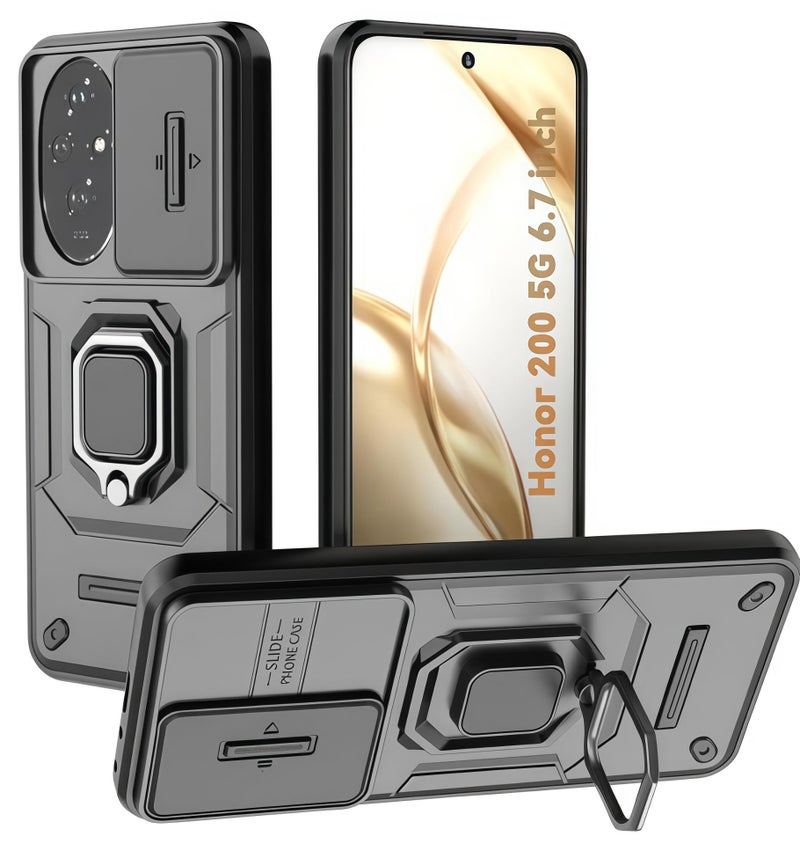 راجيد شيلد المجد 200 انزلاق غطاء الهاتف المحمول حالة سقوط المضادة للصدمات ، أسود خاتم المغناطيسي نافذة الهاتف المحمول حالة مص - Image 1