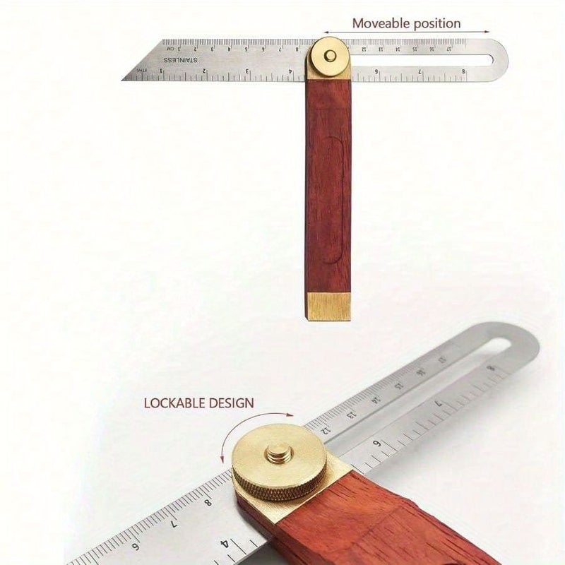 T Bevel Gauge With Locking Protractor 0 360 Degree Angle Adjustable Finder Easy To Read Markings Ergonomic Handle Precision Carpentry Drafting Woodworking Bricklaying Tile Work Sleek Metallic Finish 1pc - Image 2
