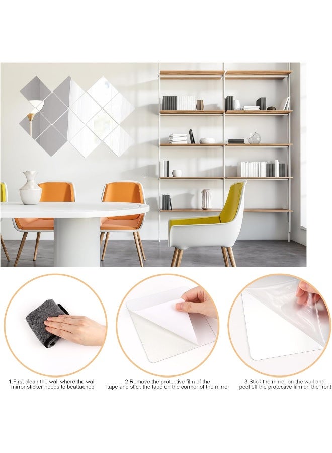 TPGP Pack of 12 Self-Adhesive Tile Mirrors, 15 x 15 cm, Acrylic Mirrors, Mirror Tiles, Self-Adhesive Mirror Wall Stickers for Home, Bathroom, Decor  - Image 4