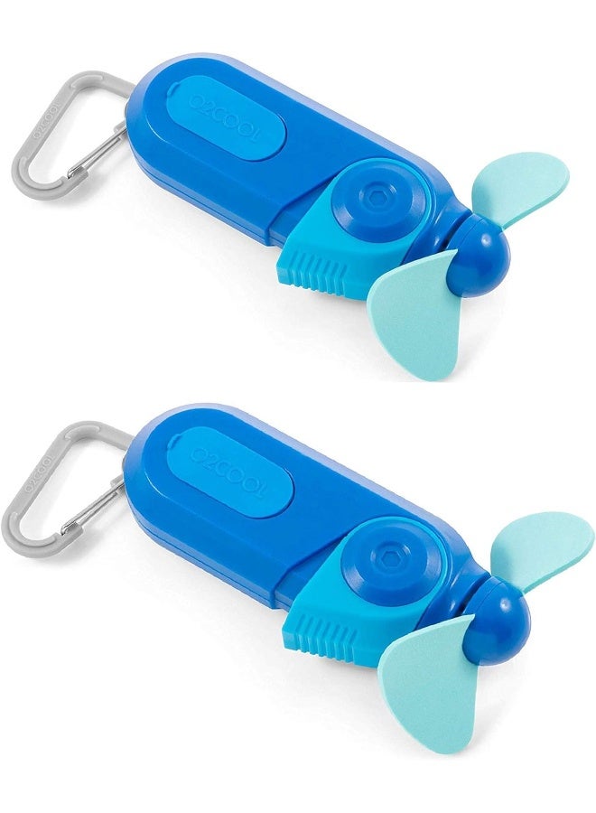 O2COOL Keychain Sport Misting Fan - Pocket Size Battery Powered Portable Handheld Fan With Carabiner Clip and Mister 2 Pack (Blue) - Image 4