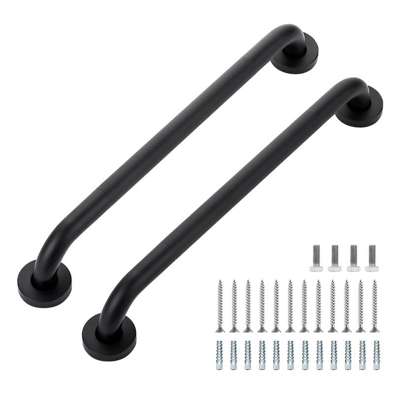 Ravinte Hardware Grab Bars for Shower 2 Pack 18Inch Anti Slip Shower Handles for Elderly Safety Shower Grab Bar Stainless Steel Handicap Grab Bars for Bathroom Black 1 Diameter - Image 2