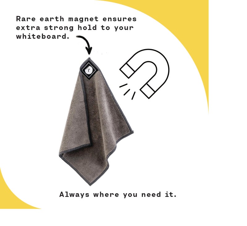 Remooble 4 Pack Magnetic Microfiber Cleaning Cloth Dry Erasers for Whiteboards - Towel Hangs on Metal Edged White Boards, Glassboards, and Blackboards Washable - 10'' X 10'' - Image 3