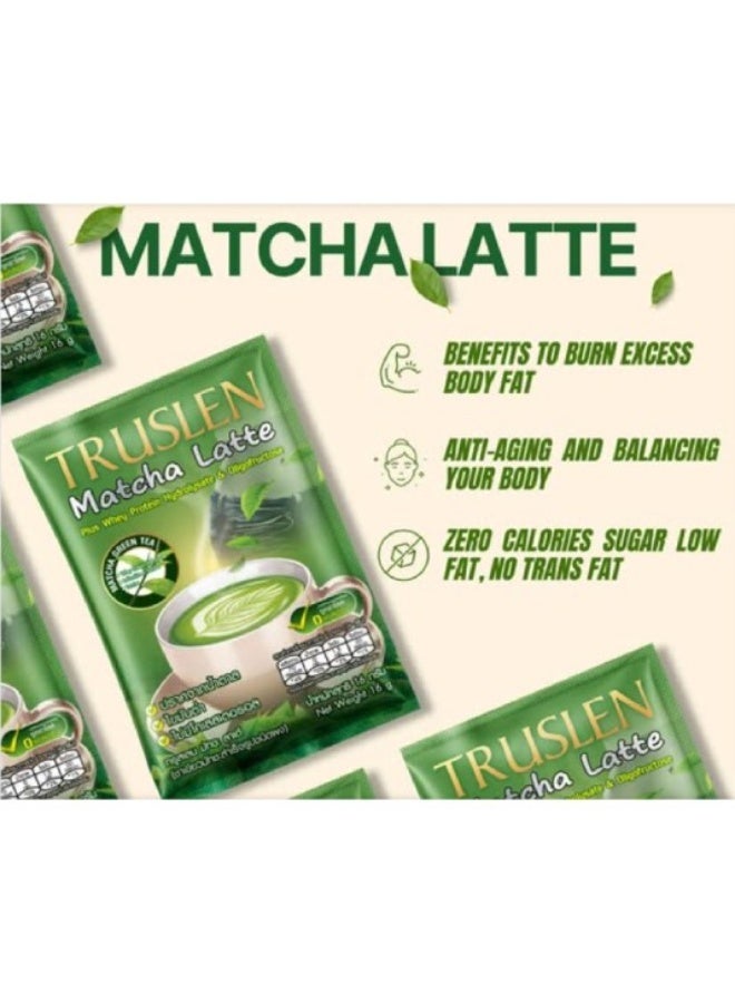Truslen Green Tea Matcha Latte Plus Whey Protein Isolate & Oligofructose 16g x 10 Sachets – Protein Green Tea Drink for Weight Management - Image 5