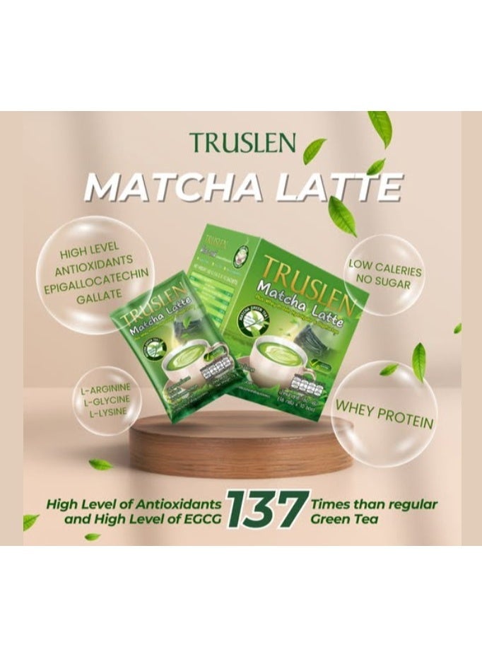 Truslen Green Tea Matcha Latte Plus Whey Protein Isolate & Oligofructose 16g x 10 Sachets – Protein Green Tea Drink for Weight Management - Image 2