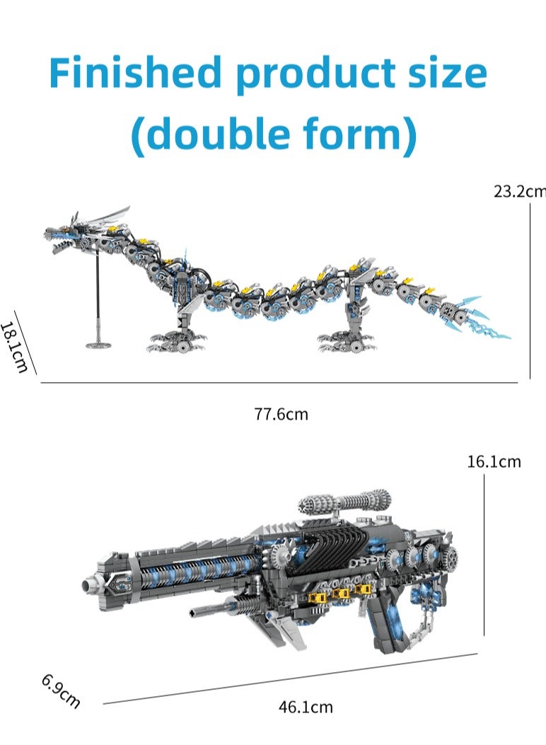 Kazi Yuanlong Armored Mecha Dragon Building Kit – 1390 PCS Transformable Model with Gun Mode, Glowing Tech Details & Full Articulation – STEM Gift for Kids 8+  - Image 4