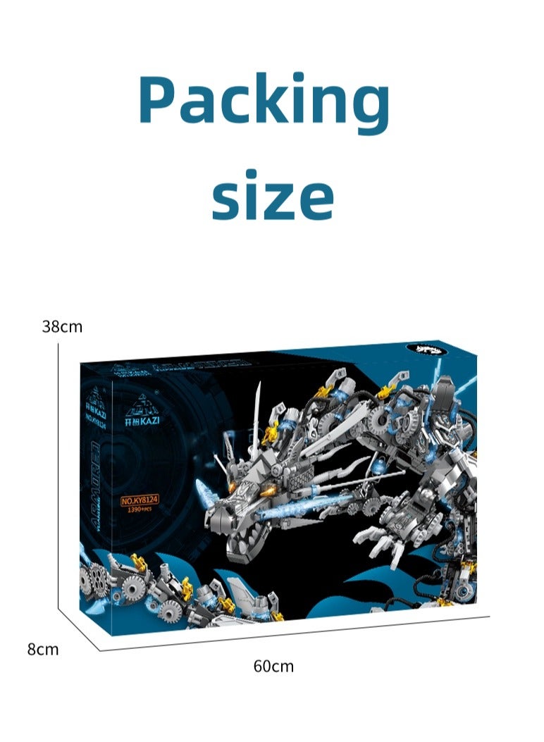 Kazi Yuanlong Armored Mecha Dragon Building Kit – 1390 PCS Transformable Model with Gun Mode, Glowing Tech Details & Full Articulation – STEM Gift for Kids 8+  - Image 5