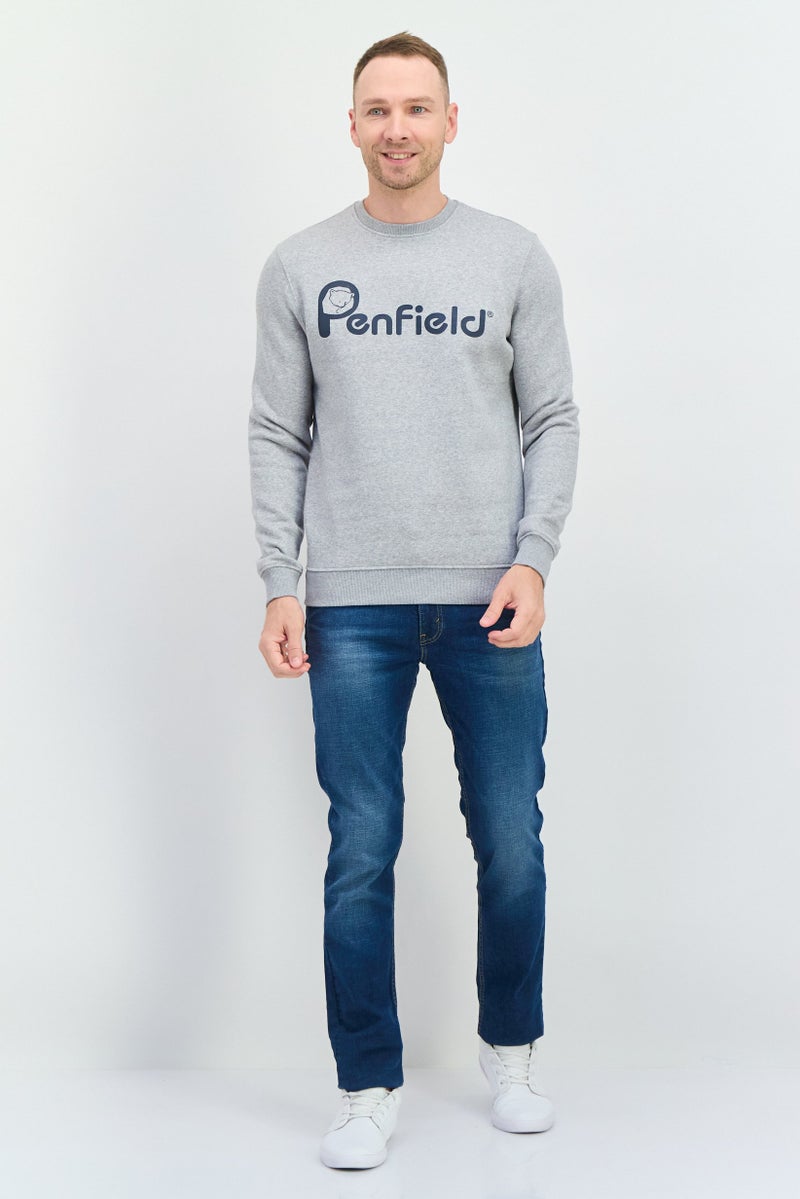 Penfield سويت شيرت رجالي بأكمام طويلة وطباعة جرافيك على شكل طاقم، رمادي - Image 3