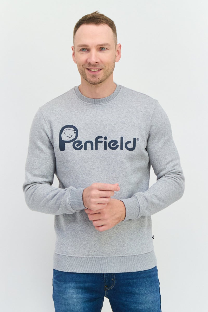 Penfield سويت شيرت رجالي بأكمام طويلة وطباعة جرافيك على شكل طاقم، رمادي - Image 1
