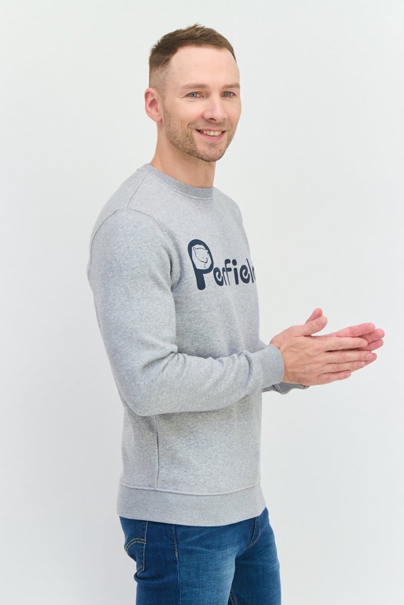 Penfield سويت شيرت رجالي بأكمام طويلة وطباعة جرافيك على شكل طاقم، رمادي - Image 2