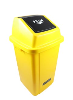 Generic Swing-Lid Trash Bin | Glossy Plastic Finish | Versatile For Home & Communal Spaces | Yellow | 100 Liters  - Image 2
